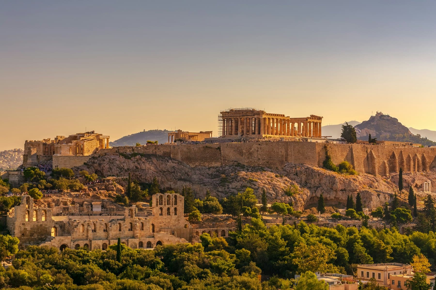 The Acropolis of Athens in golden evening light